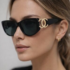 CHANEL Black and Gold Classic Sunglasses
